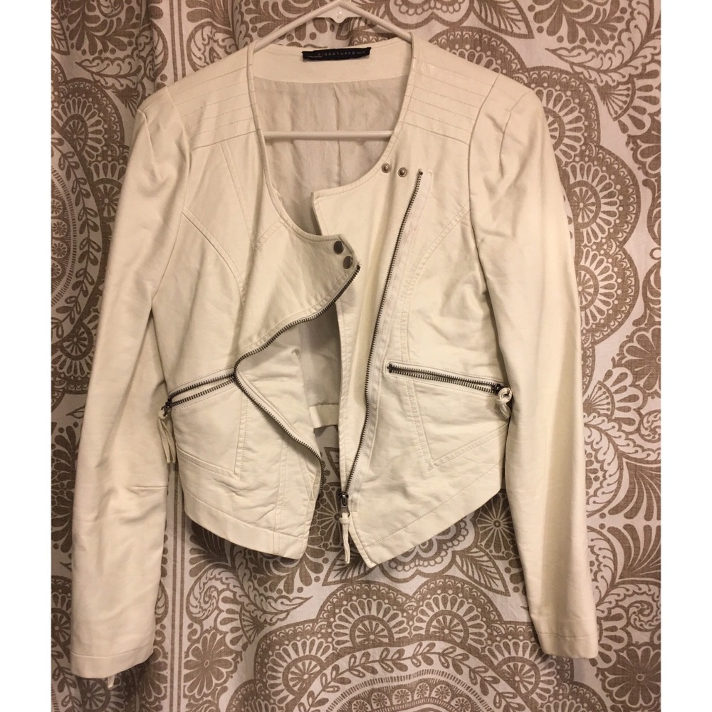 Cropped Faux Leather Moto Jacket